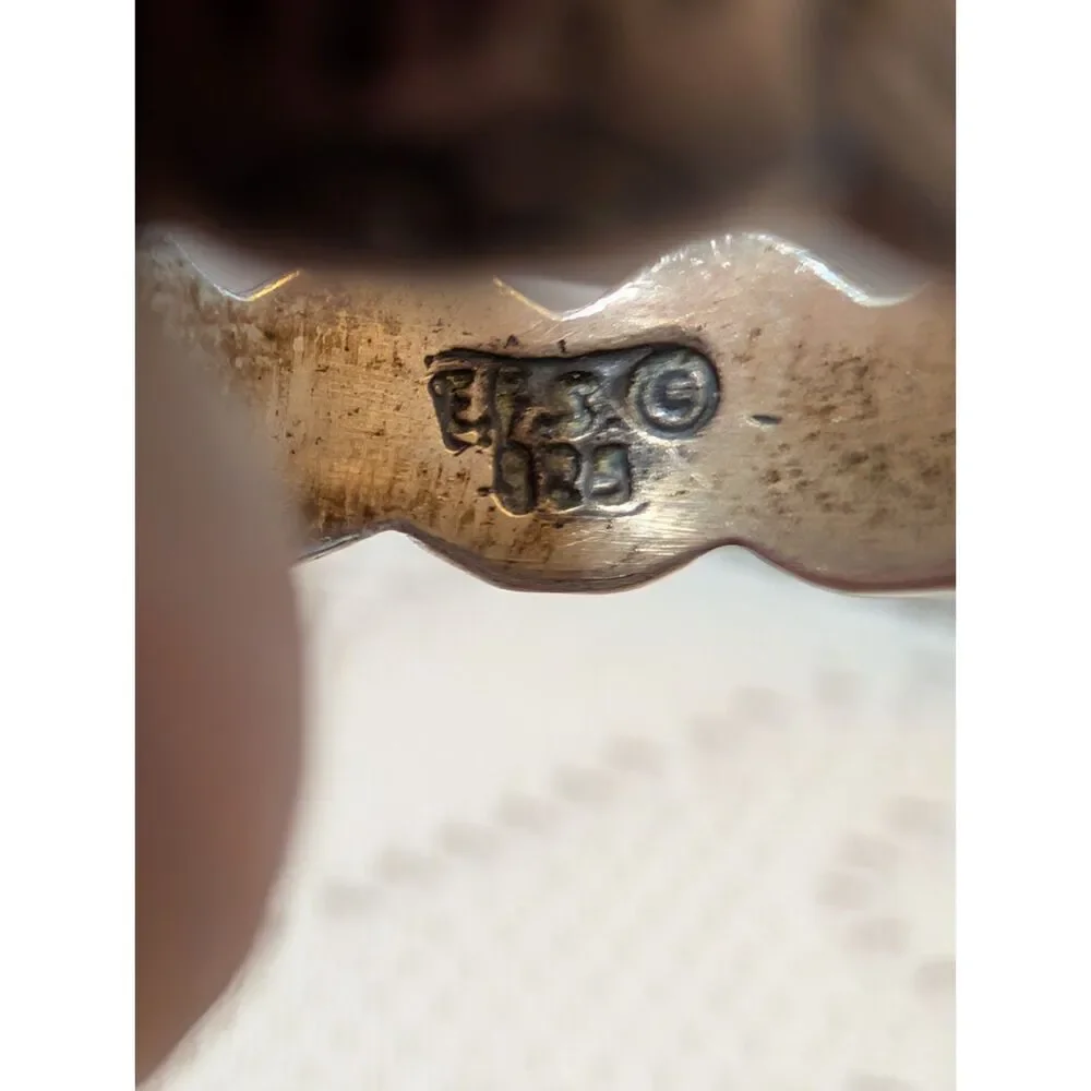 Vintage Signed EJS 925 Sterling Silver Knit Sweater Pattern Wavy Band Ring